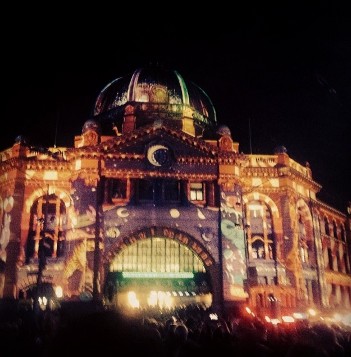 Projection on Melbourne train station